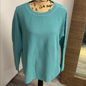 Coldwater Creek Light Teal Ribbed Knit Spring Sweater